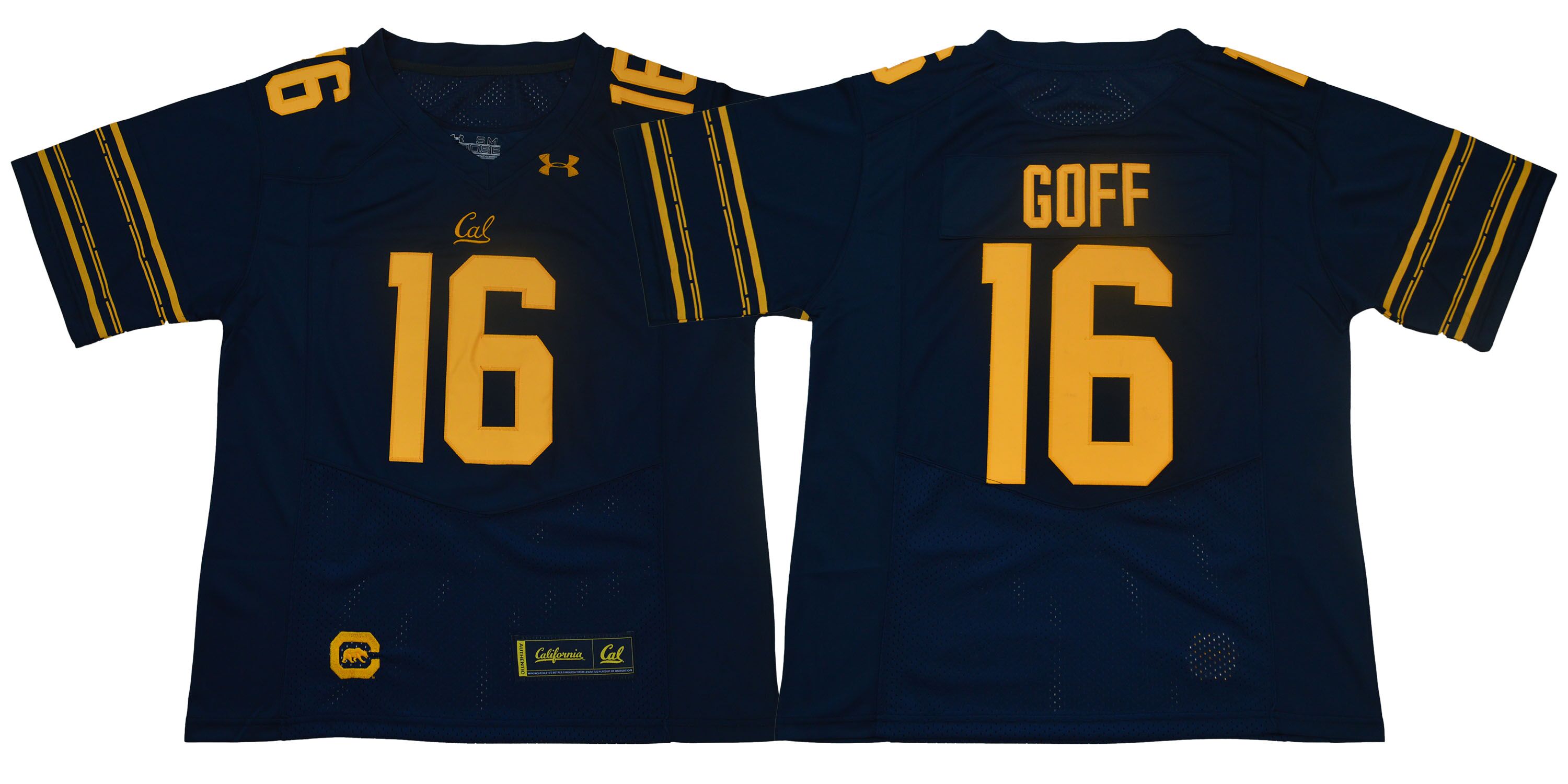 Men California Golden Bears 16 Goff Dark blue Stitched NCAA Jersey